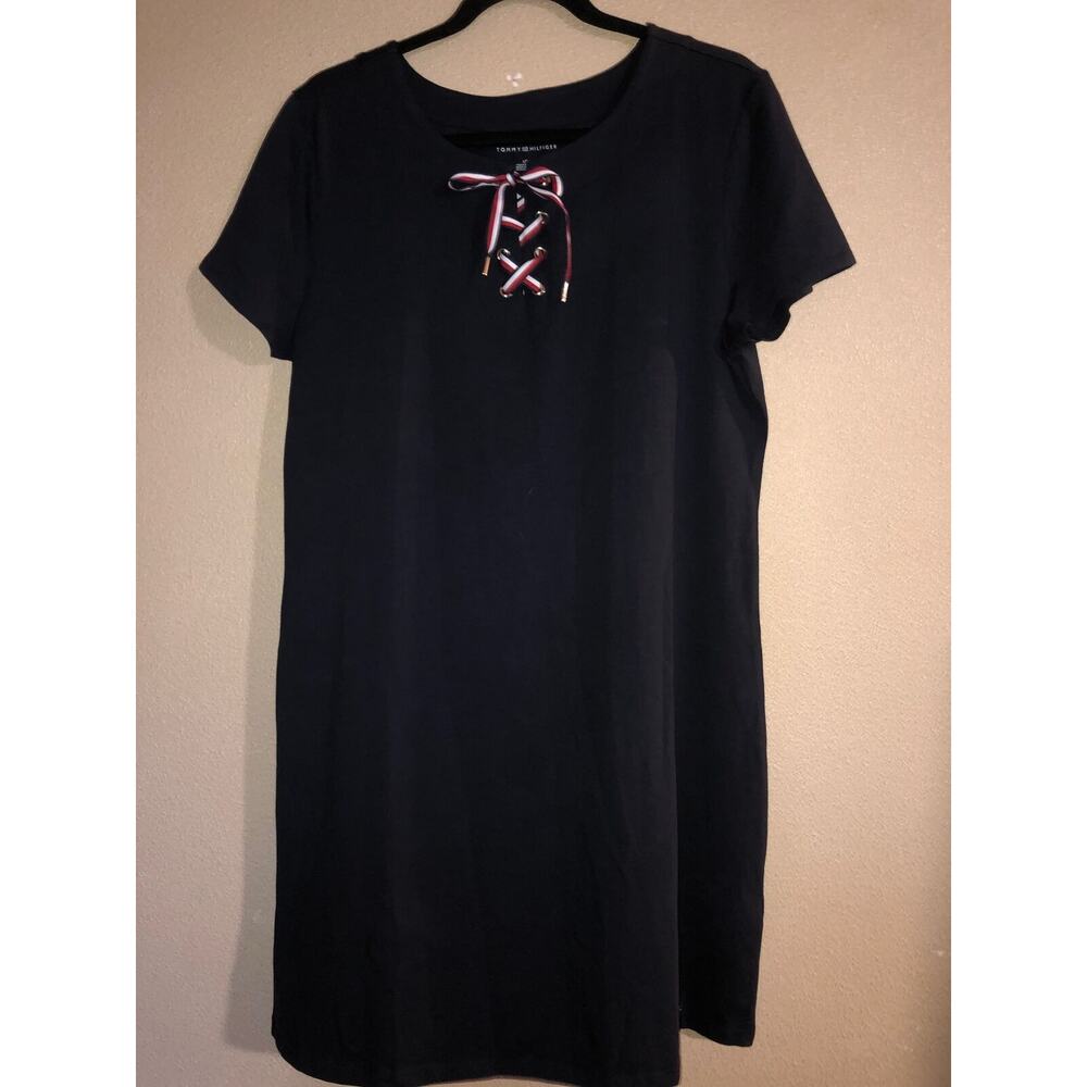 Tommy Hilfiger Preppy Office Business Nautical Short Sleeves Ribbon Tie Dress